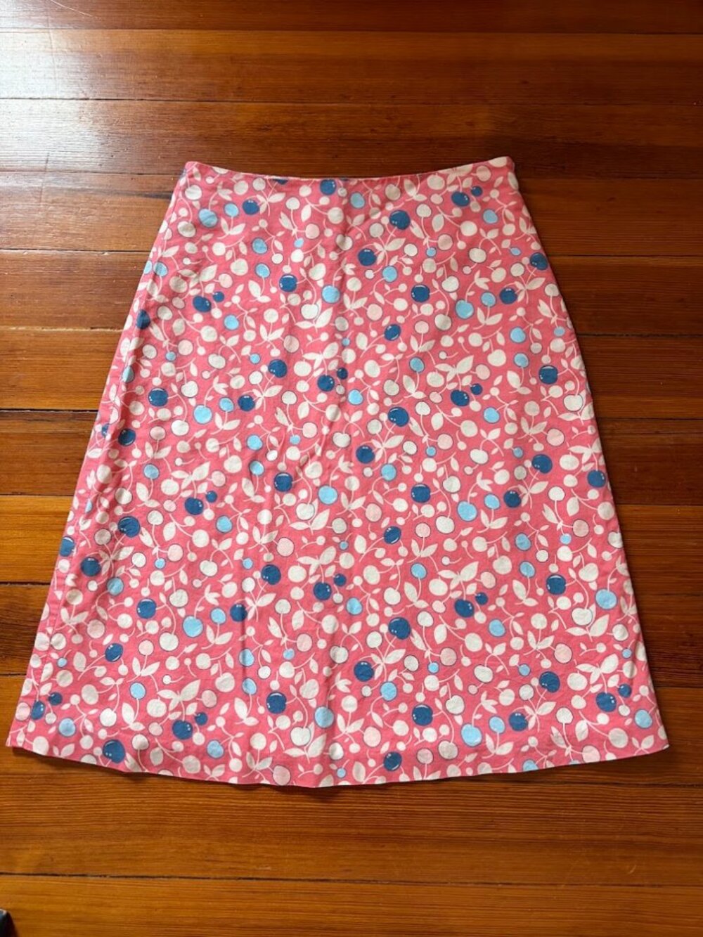 Boden Coral & Navy Berry Print A-Line Skirt | US/UK Size: 4/8R